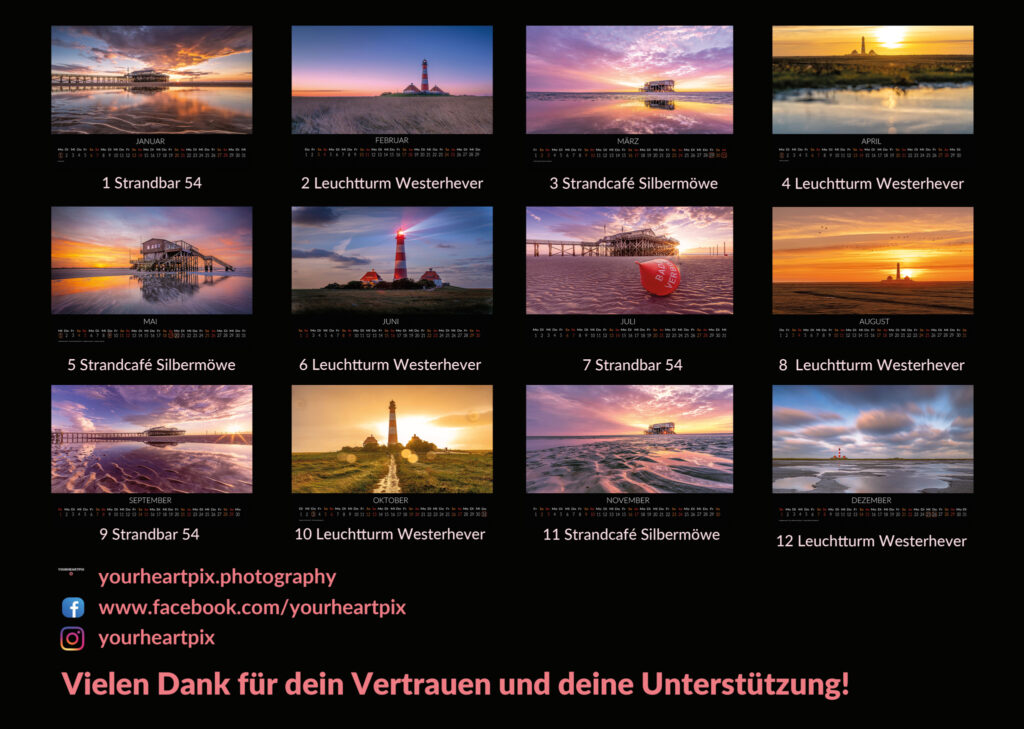 Kalender 2024 Sankt PeterOrding & Leuchtturm Westerhever